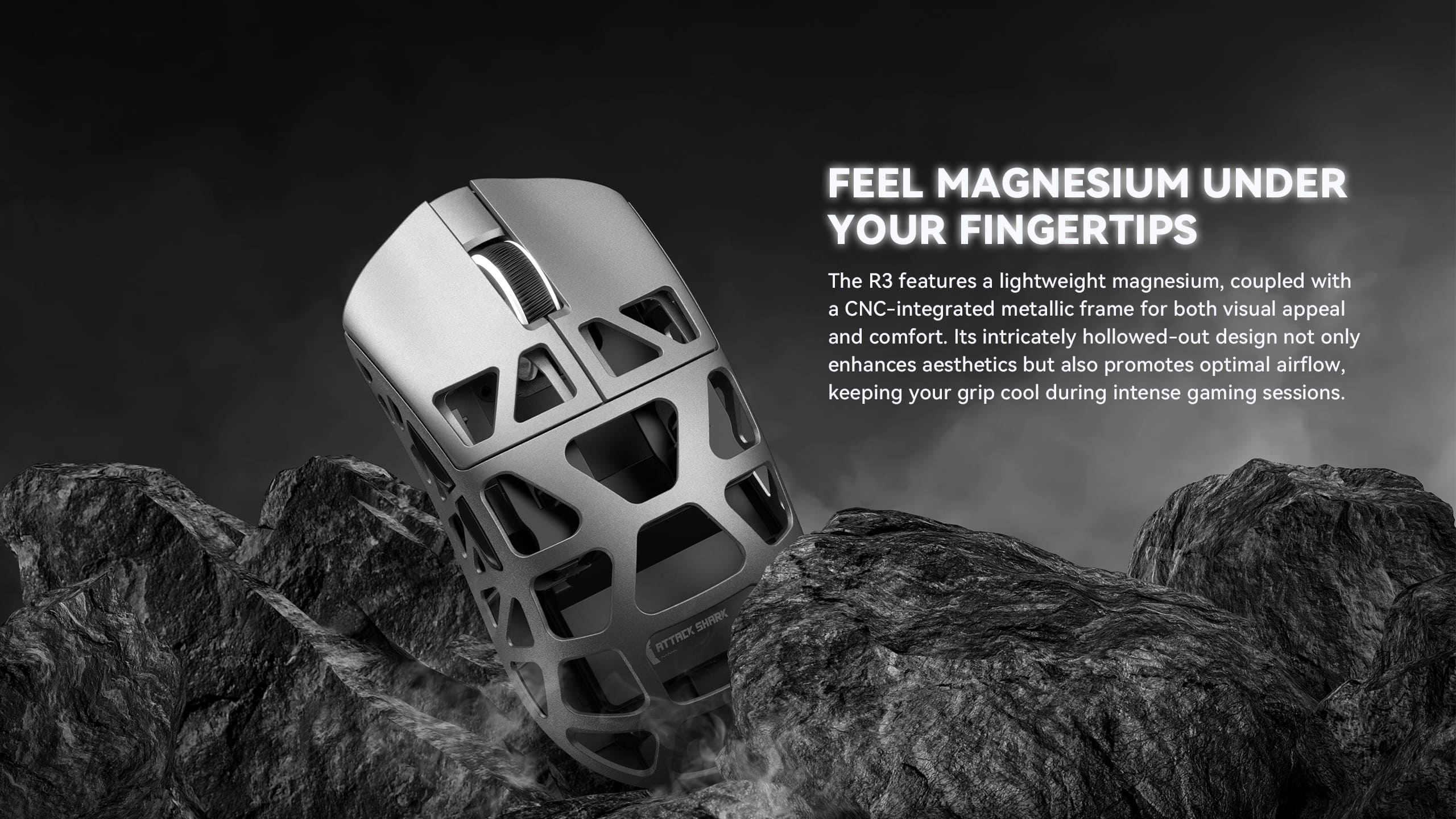 ATTACK SHARK R3 Magnesium Alloy Gaming Mouse 8K SUPERLIGHT 8000Hz 6 Adjustable DPI up to 26000 PAW3395 BT/2.4G Wireless/Wired