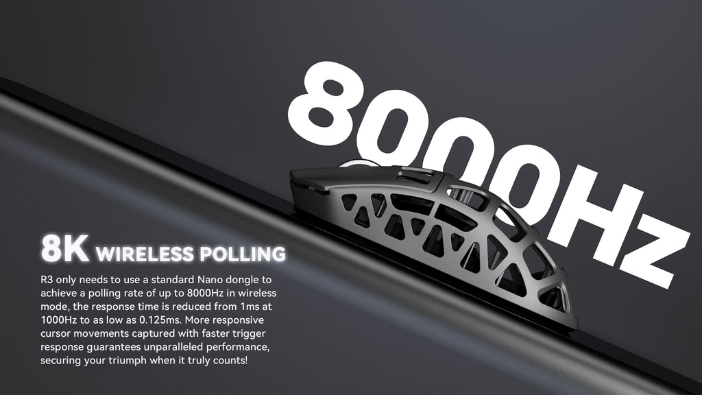 ATTACK SHARK R3 Magnesium Alloy Gaming Mouse 8K SUPERLIGHT 8000Hz 6 Adjustable DPI up to 26000 PAW3395 BT/2.4G Wireless/Wired