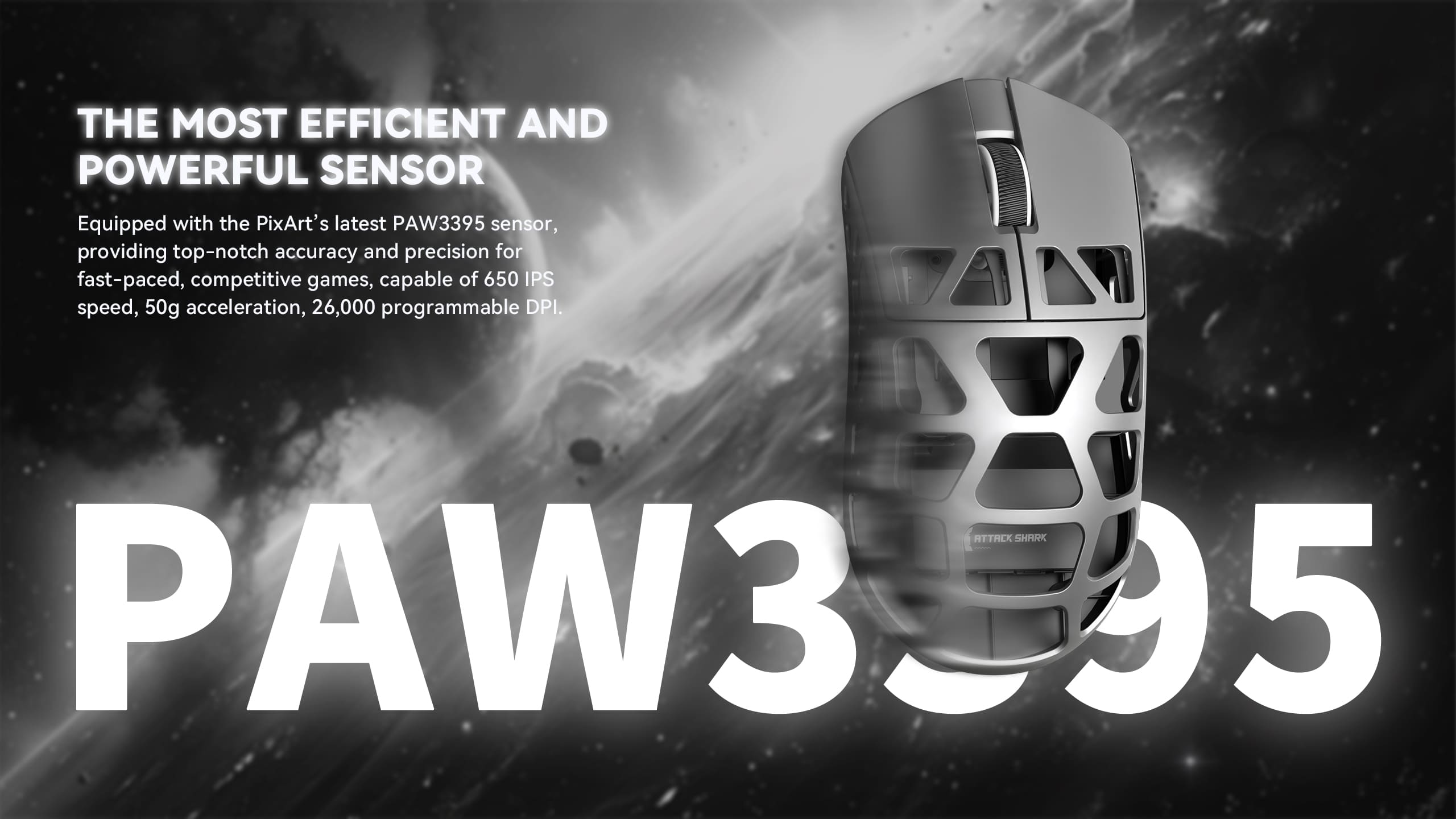 ATTACK SHARK R3 Magnesium Alloy Gaming Mouse 8K SUPERLIGHT 8000Hz 6 Adjustable DPI up to 26000 PAW3395 BT/2.4G Wireless/Wired