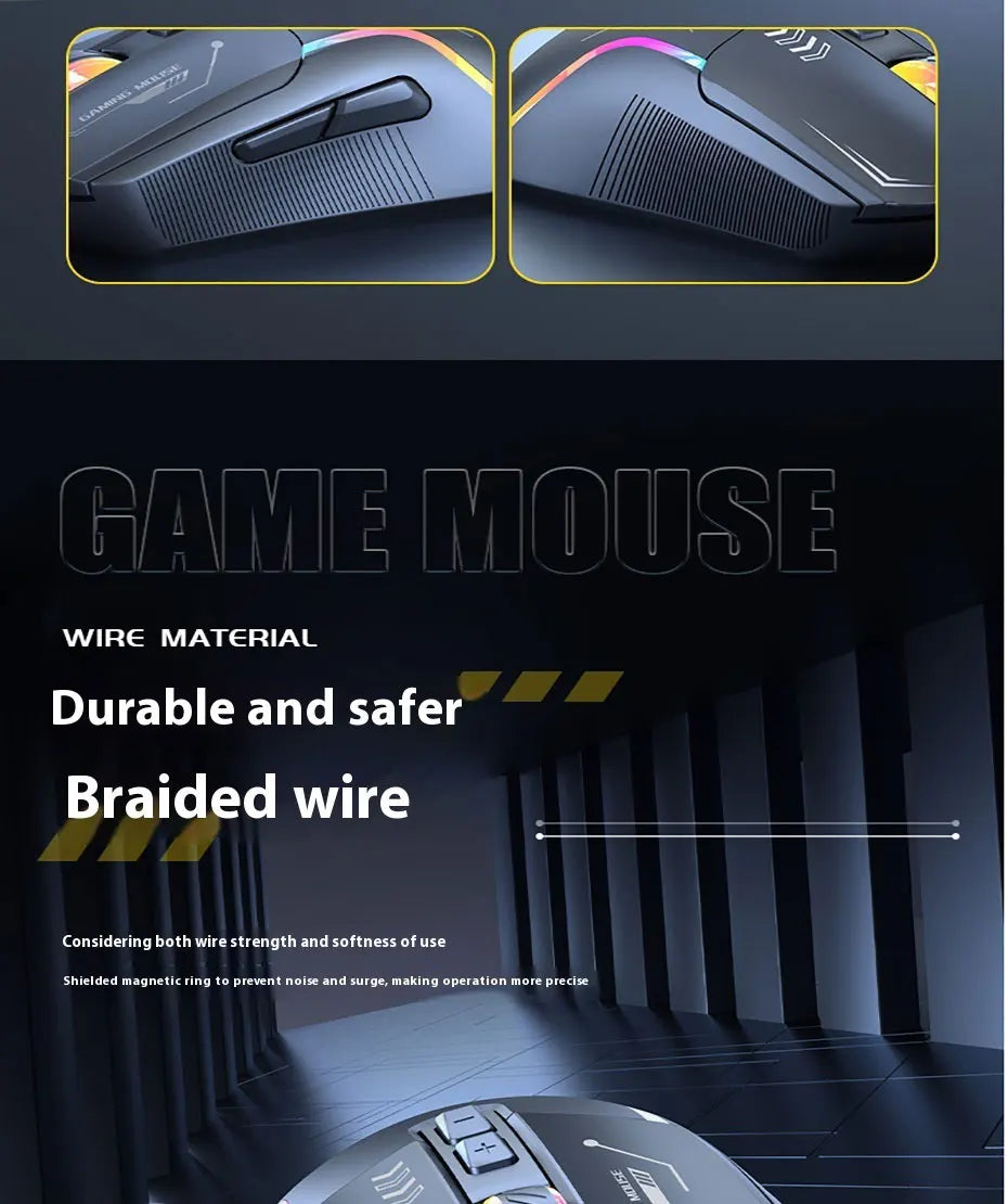 Mechanoid-style Wired Gaming Mouse - Macro Programming RGB Glowing FPS Gaming Computer Universal Audio-Enabled E-sports Mouse