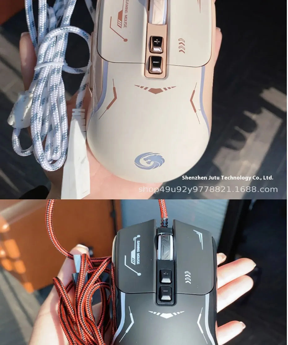 Mechanoid-style Wired Gaming Mouse - Macro Programming RGB Glowing FPS Gaming Computer Universal Audio-Enabled E-sports Mouse