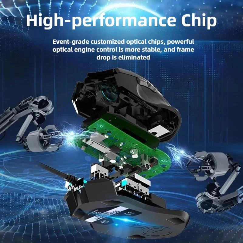 YX110 Ergonomic Wired Esports Gaming 4800DPI Mechanical Macro Definition 6 Button USB Mouse with RGB Lights For PC laptop Gamer