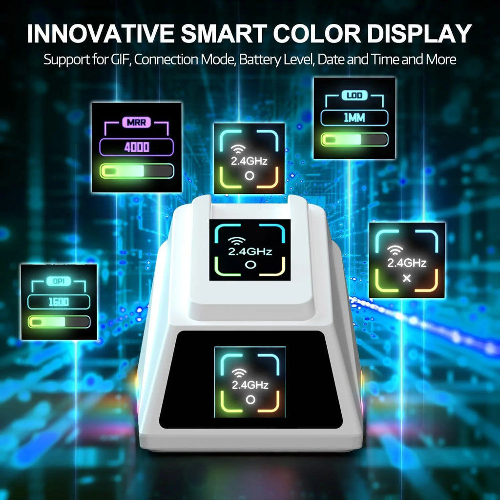 AJAZZ AJ159 APEX PAW3950 Wireless Mouse, Gaming Mouse, 2.4G/BT/USB-C Sensor, Light 56g, with 8K Magnet Charging Dock, Gaming Acc