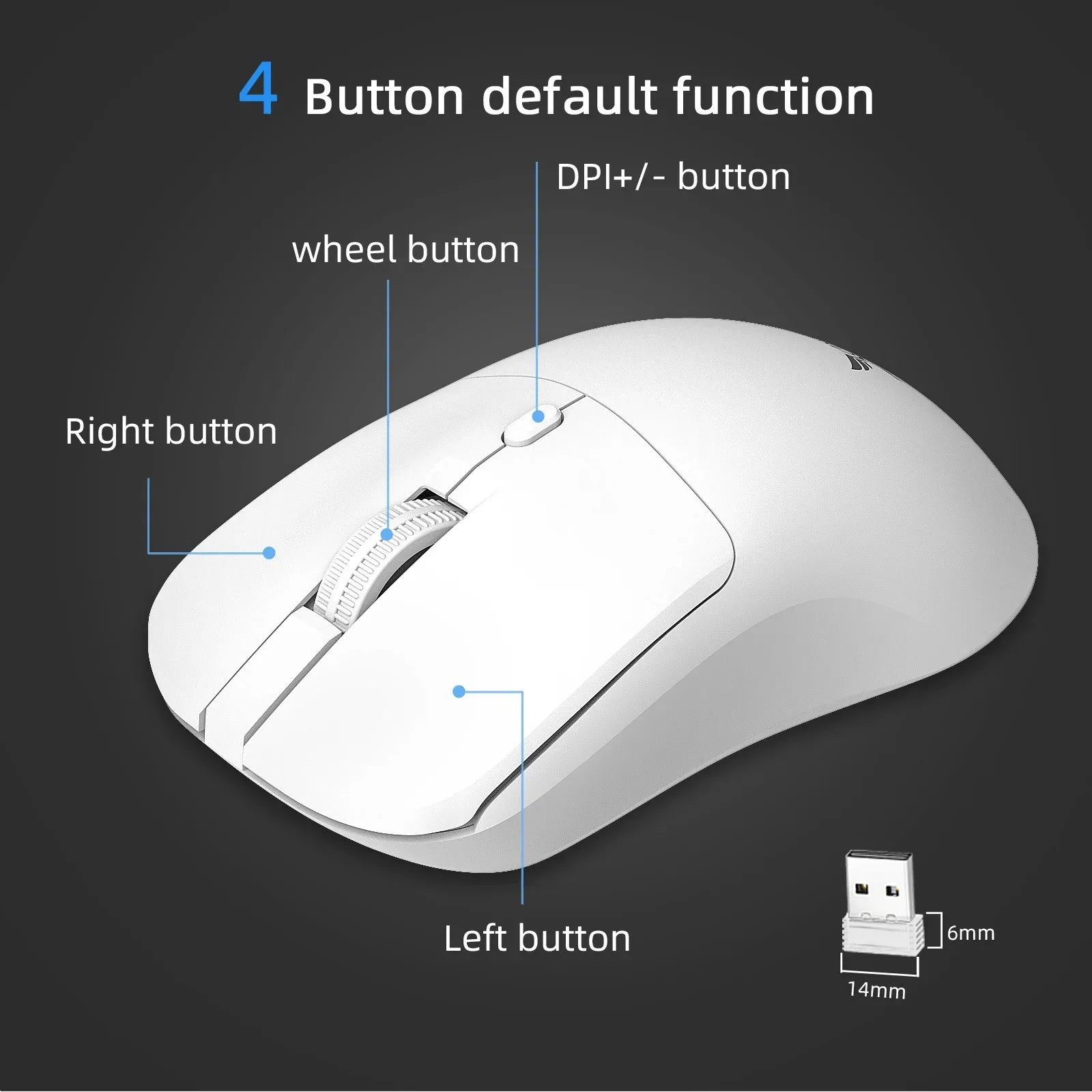 2.4G Wireless Mouse Gaming Mouse Ergonomic Mice 800-1200-1600 DPI Mouse Rechargeable Office Mice for PC Laptop Macbook Pro