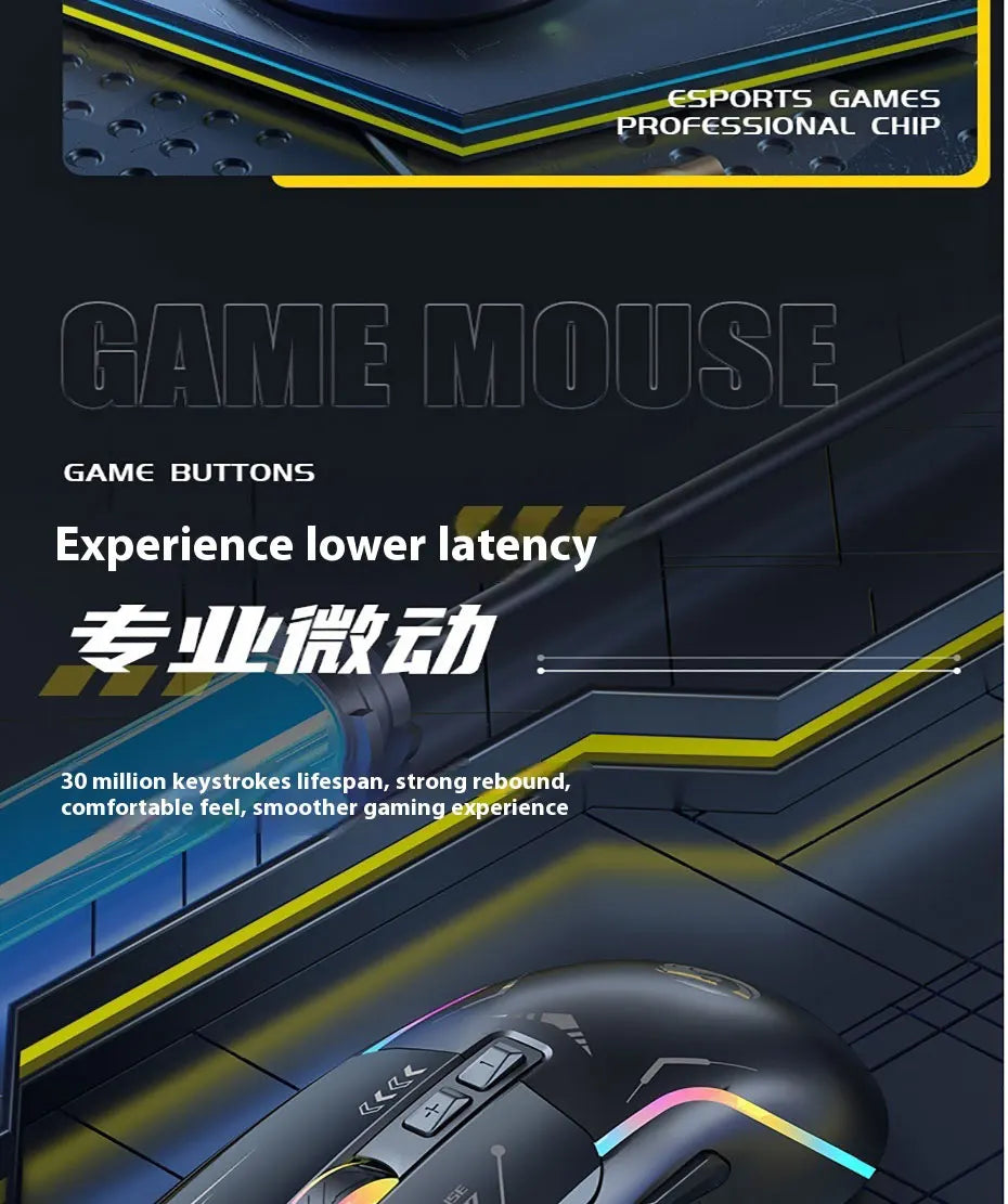 Mechanoid-style Wired Gaming Mouse - Macro Programming RGB Glowing FPS Gaming Computer Universal Audio-Enabled E-sports Mouse