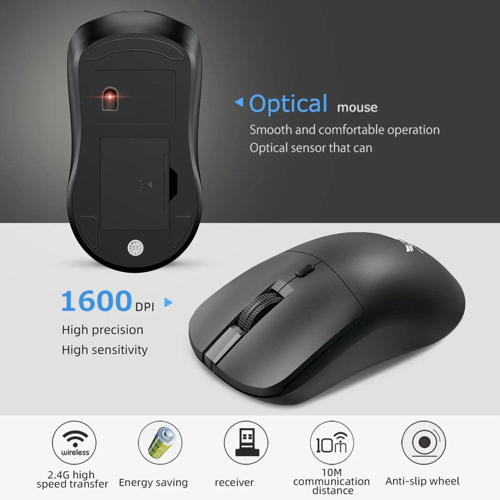 2.4G Wireless Mouse Gaming Mouse Ergonomic Mice 800-1200-1600 DPI Mouse Rechargeable Office Mice for PC Laptop Macbook Pro
