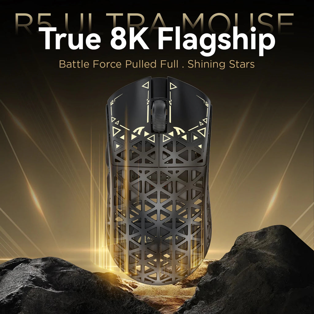 ATTACK SHARK R5 Ultra Carbon Fiber Wireless 8K Gaming Mouse 39g SUPERLIGHT, PixArt PAW3950MAX Gaming Sensor, 8000Hz Wireless Pol