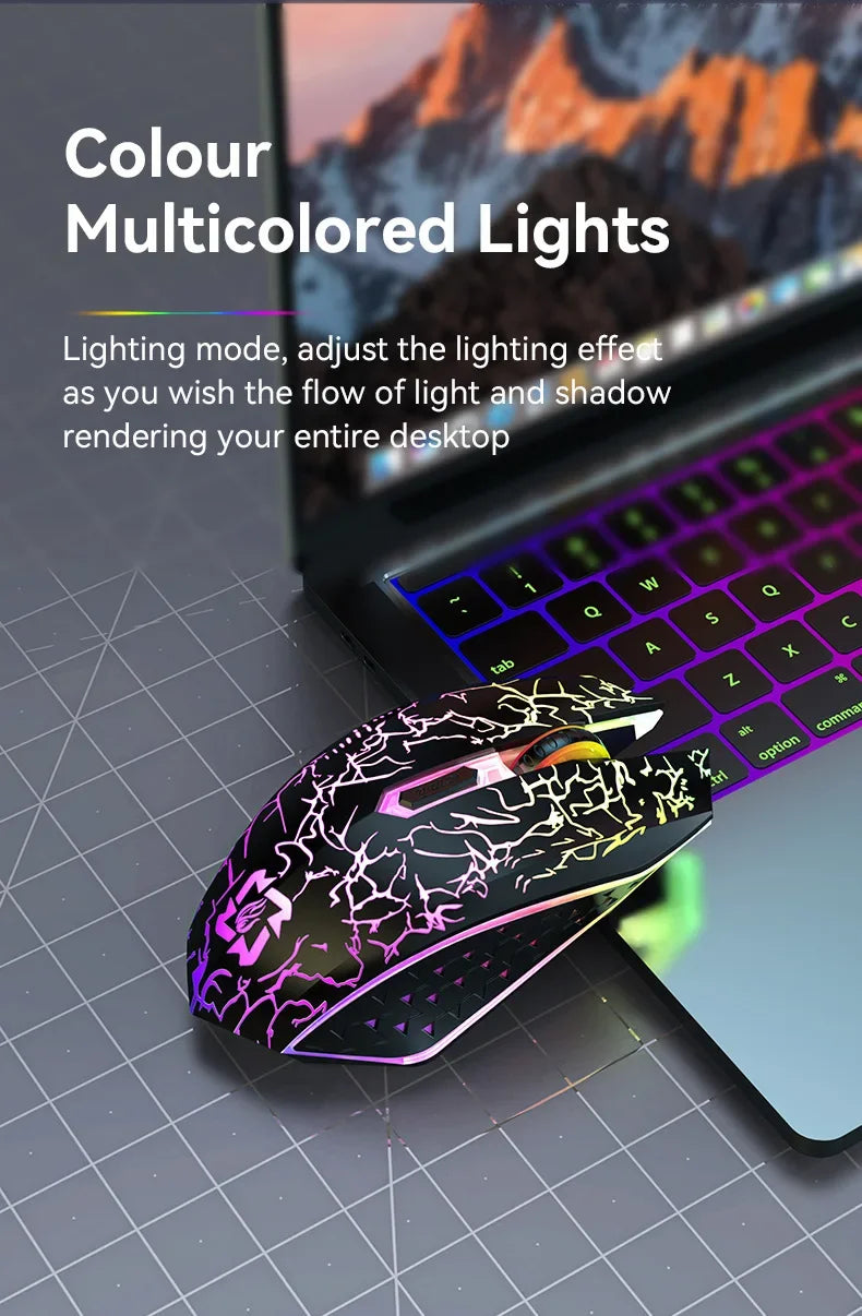 Bluetooth 5.2 Mouse RGB 2.4G Wireless Mouse Dual-Mode Gaming Mouse 6 Buttons Silent Mouse For MacBook Tablet Laptops Computer