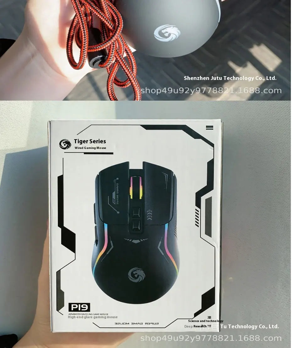 Mechanoid-style Wired Gaming Mouse - Macro Programming RGB Glowing FPS Gaming Computer Universal Audio-Enabled E-sports Mouse