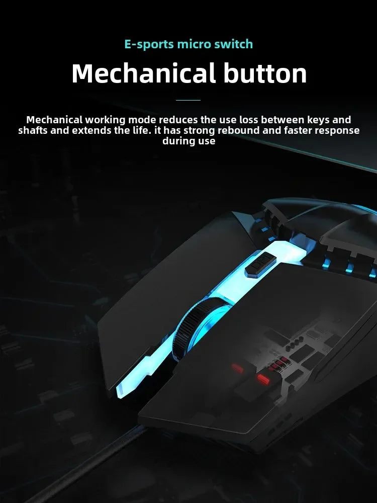 YX110 Ergonomic Wired Esports Gaming 4800DPI Mechanical Macro Definition 6 Button USB Mouse with RGB Lights For PC laptop Gamer