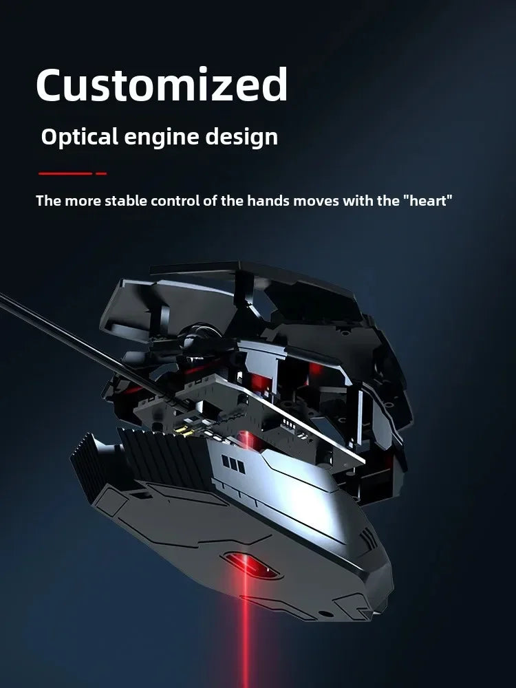 YX110 Ergonomic Wired Esports Gaming 4800DPI Mechanical Macro Definition 6 Button USB Mouse with RGB Lights For PC laptop Gamer