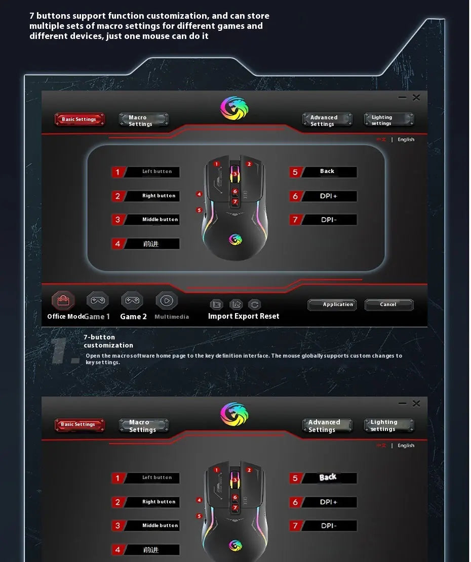 Mechanoid-style Wired Gaming Mouse - Macro Programming RGB Glowing FPS Gaming Computer Universal Audio-Enabled E-sports Mouse