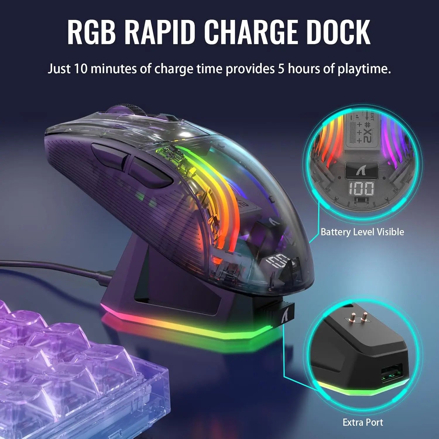ATTACK SHARK X2 Pro Wireless Gaming Mouse with RGB Charging Dock, Tri-Mode PC Gaming Mice 2.4G/Bluetooth/Wired