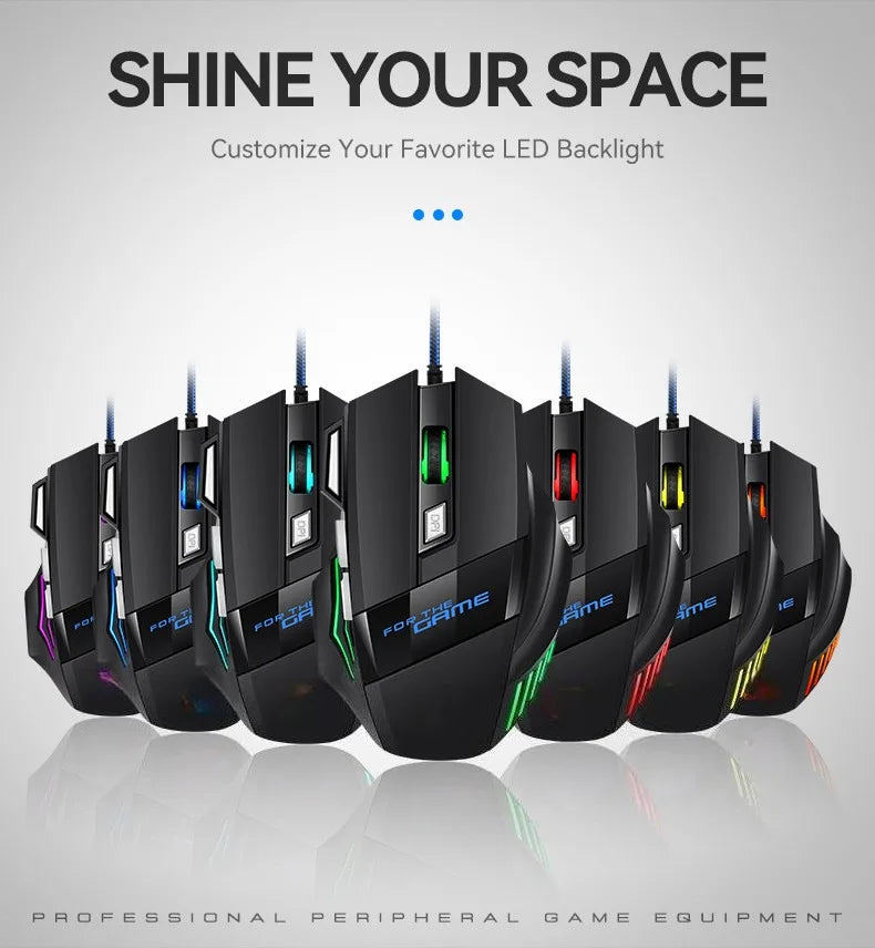 G6 USB Wired Gaming Mouse 7 Button 5500DPI Adjustable Optical Ergonomic E-sports Mice for Laptop PC Xiaomi HUAWEI Samsung Pad