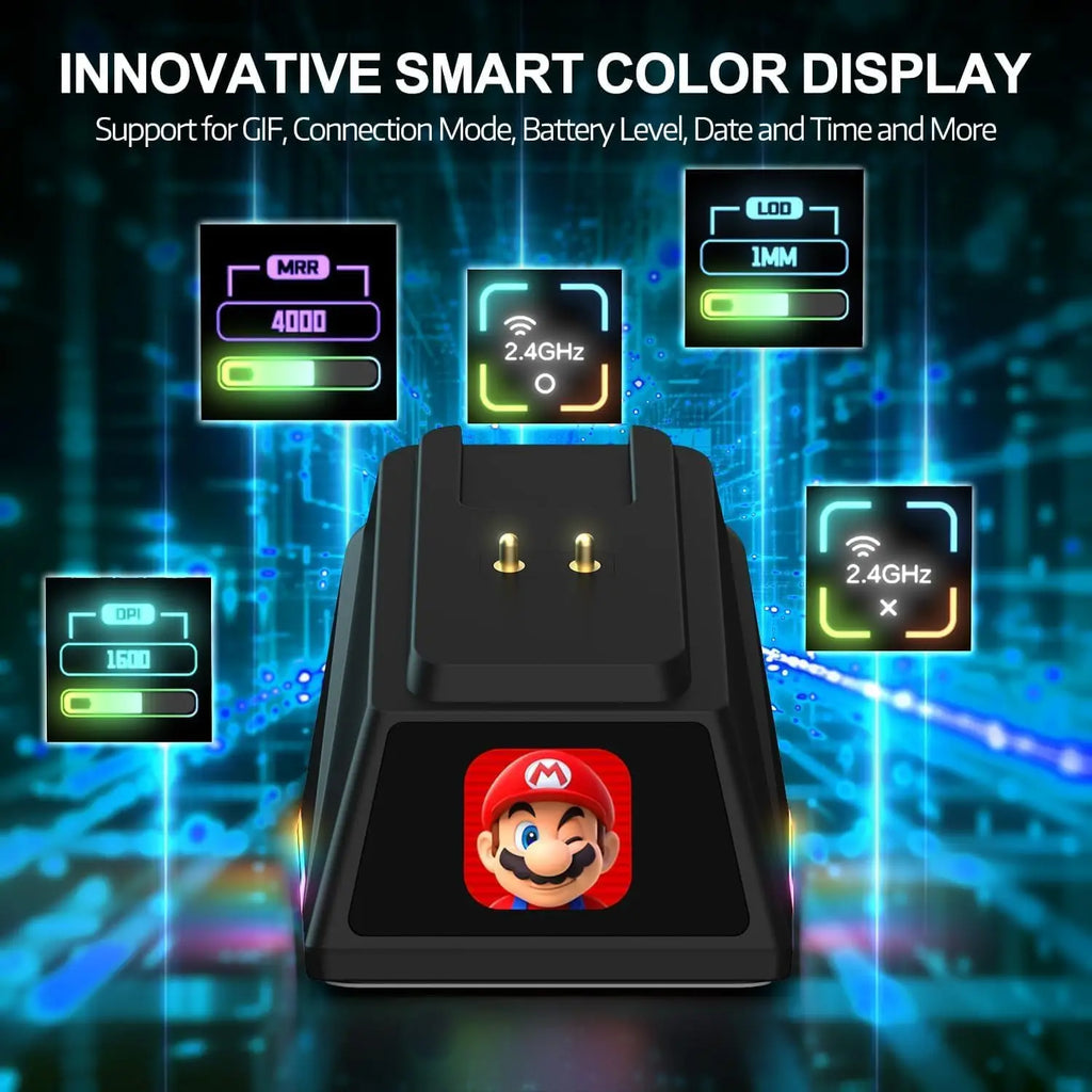 AJAZZ AJ159 APEX PAW3950 Wireless Mouse, Gaming Mouse, 2.4G/BT/USB-C Sensor, Light 56g, with 8K Magnet Charging Dock, Gaming Acc