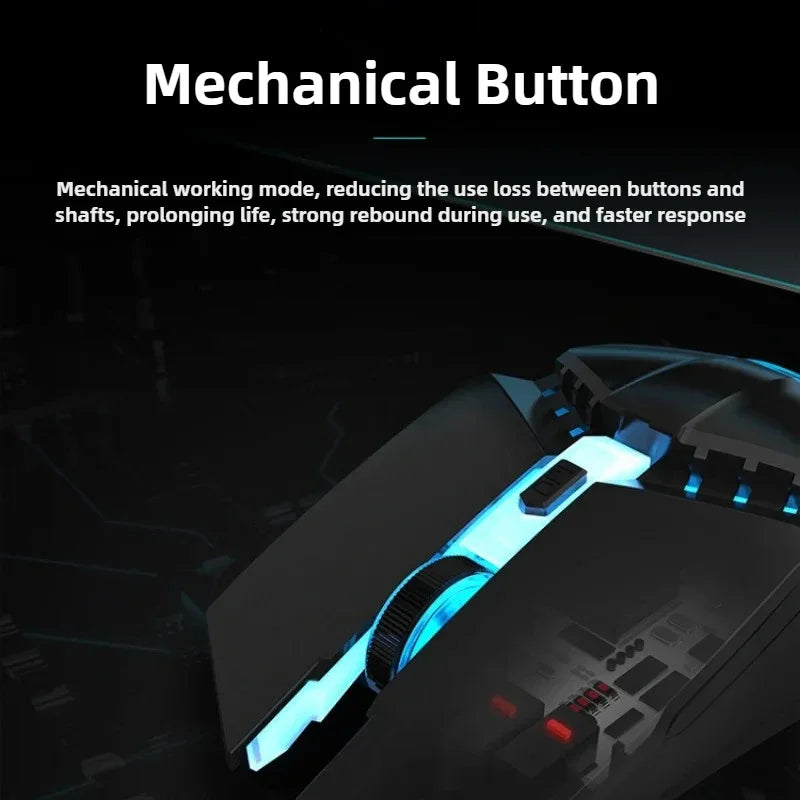 YX110 Ergonomic Wired Esports Gaming 4800DPI Mechanical Macro Definition 6 Button USB Mouse with RGB Lights For PC laptop Gamer