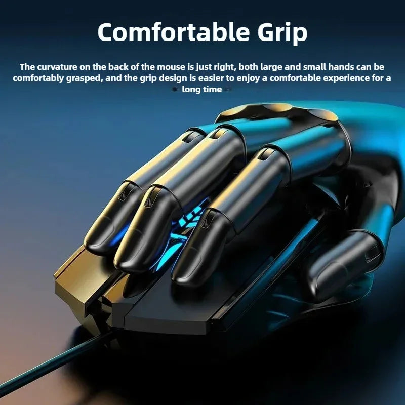 YX110 Ergonomic Wired Esports Gaming 4800DPI Mechanical Macro Definition 6 Button USB Mouse with RGB Lights For PC laptop Gamer