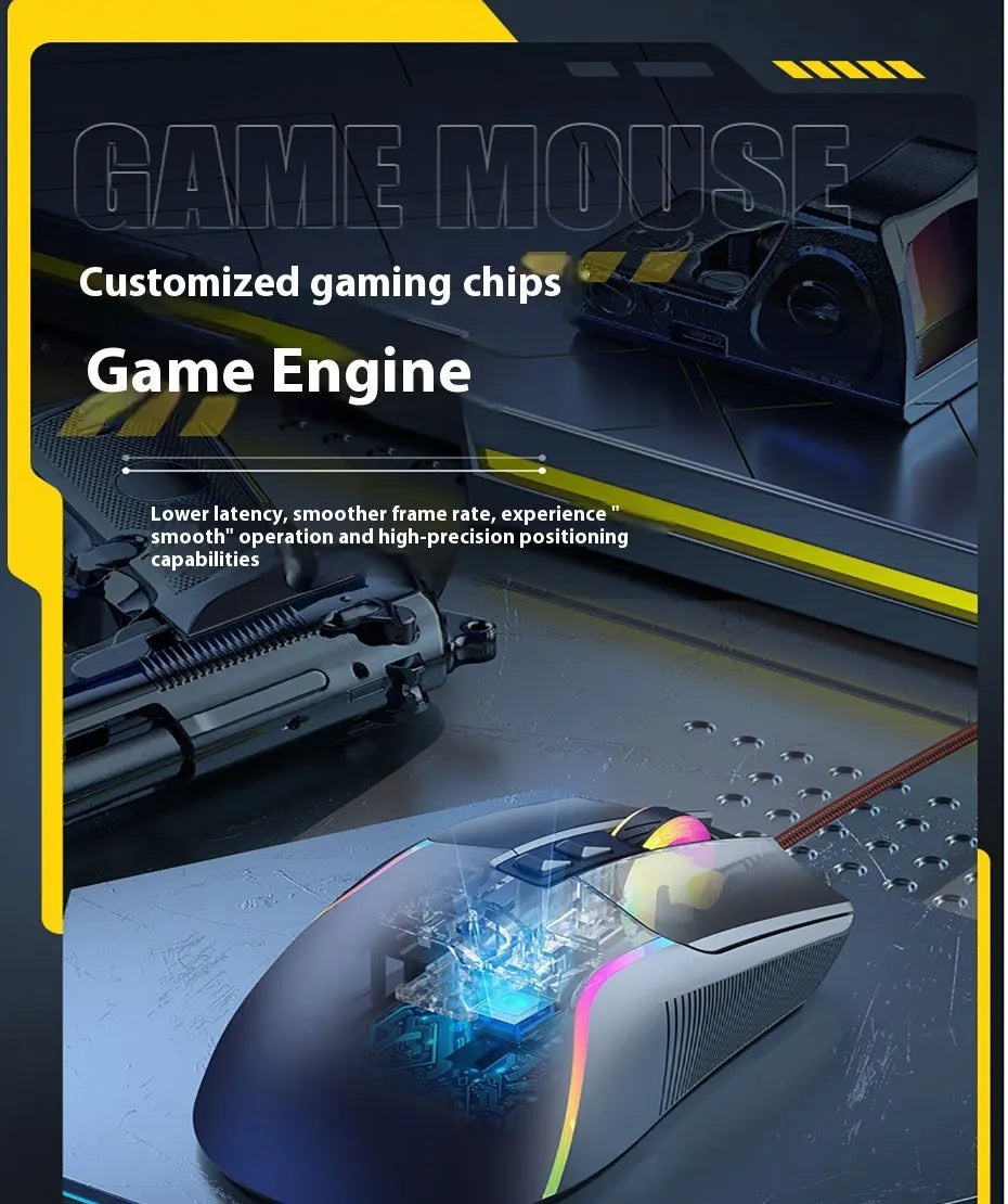 Mechanoid-style Wired Gaming Mouse - Macro Programming RGB Glowing FPS Gaming Computer Universal Audio-Enabled E-sports Mouse