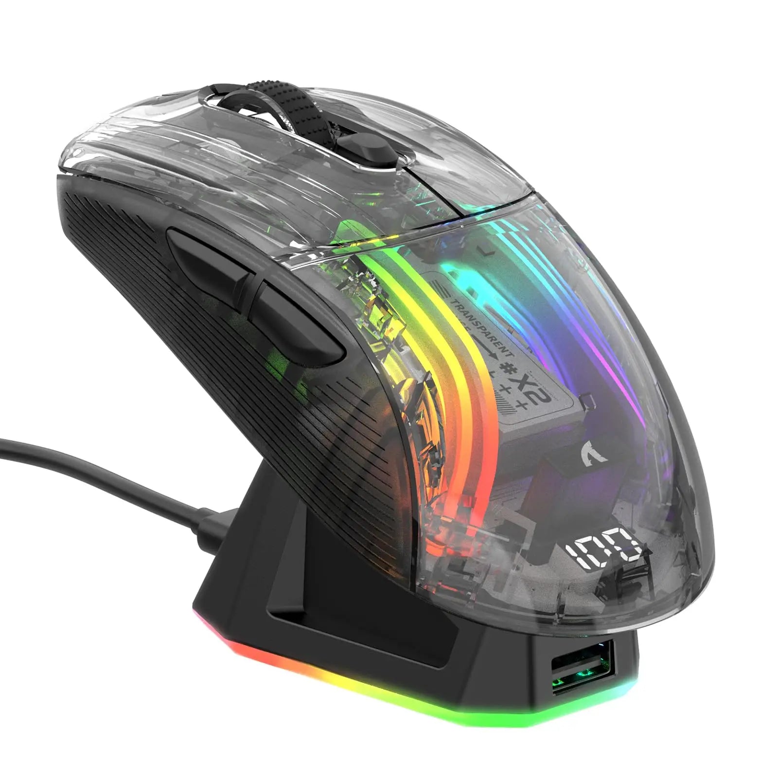 ATTACK SHARK X2 Pro Wireless Gaming Mouse with RGB Charging Dock, Tri-Mode PC Gaming Mice 2.4G/Bluetooth/Wired
