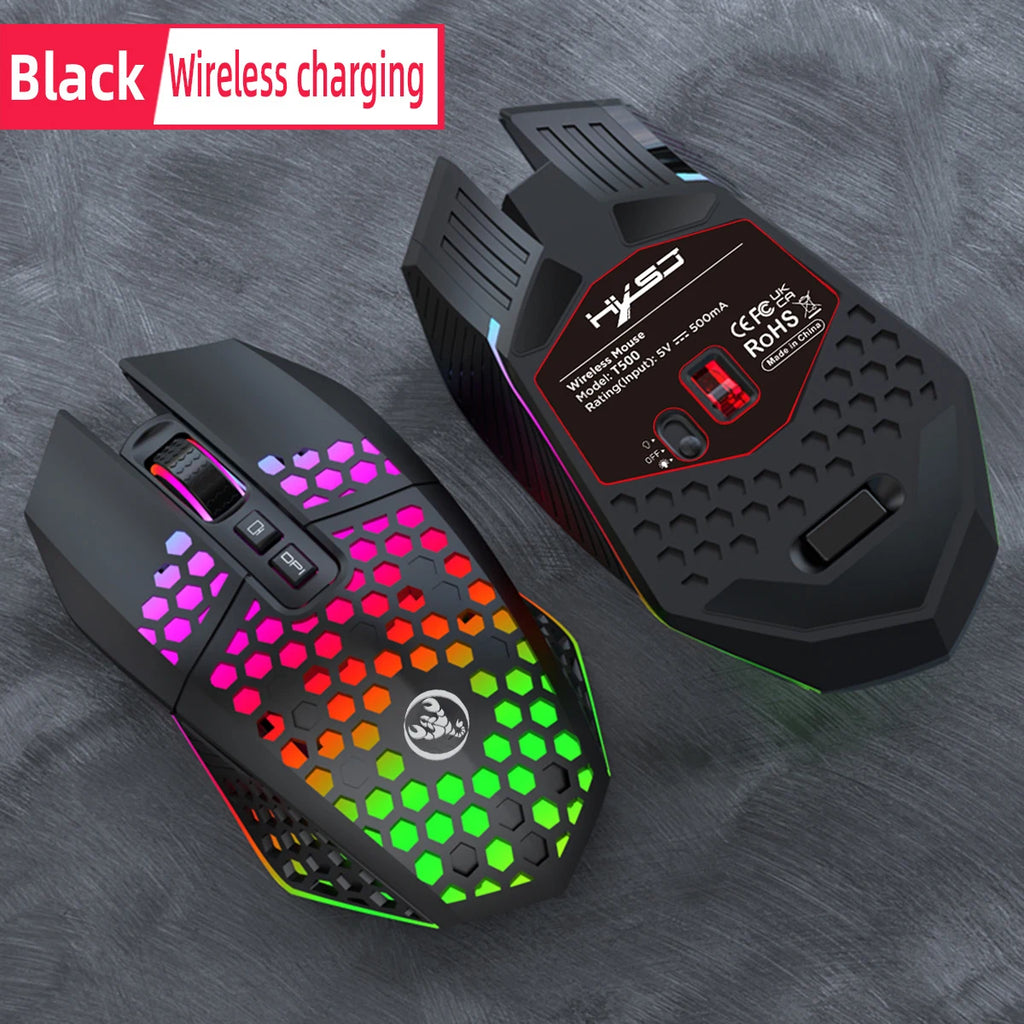 Wireless Gaming Mouse - Ergonomic Design with RGB Lighting, Type-C USB Charging, Honeycomb Shell, Right-Handed, Optical Precisio