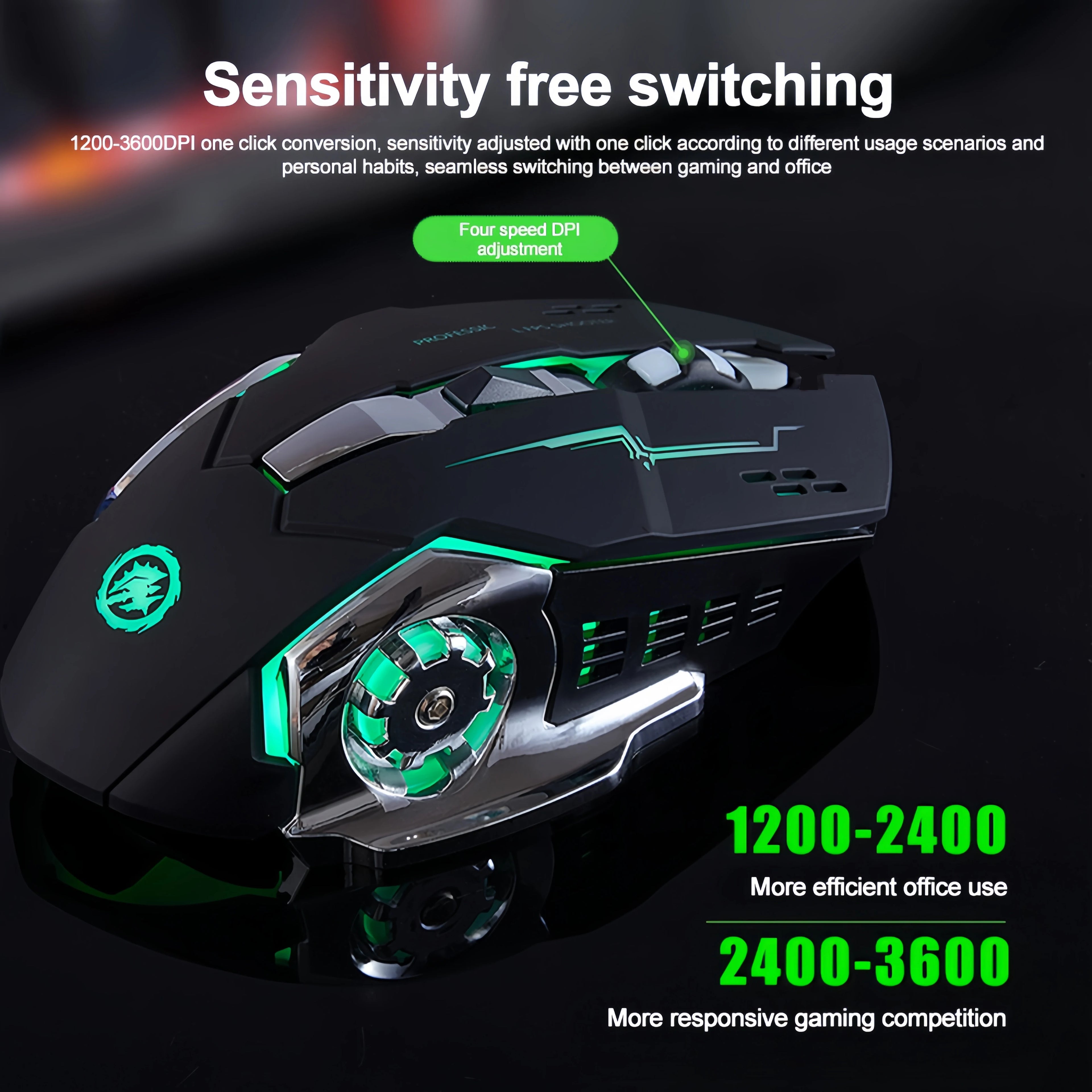 RGB Dual-Mode Bluetooth 5.2 Mouse 2.4G Wireless Mouse Gaming Mouse Rechargeable Silent Mouse 3600 DPI Mouse Mice for Laptop