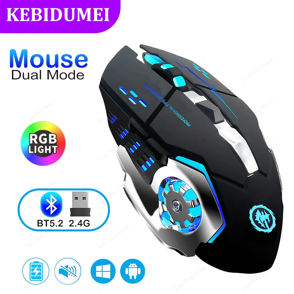 RGB Dual-Mode Bluetooth 5.2 Mouse 2.4G Wireless Mouse Gaming Mouse Rechargeable Silent Mouse 3600 DPI Mouse Mice for Laptop