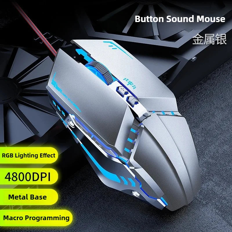 YX110 Ergonomic Wired Esports Gaming 4800DPI Mechanical Macro Definition 6 Button USB Mouse with RGB Lights For PC laptop Gamer